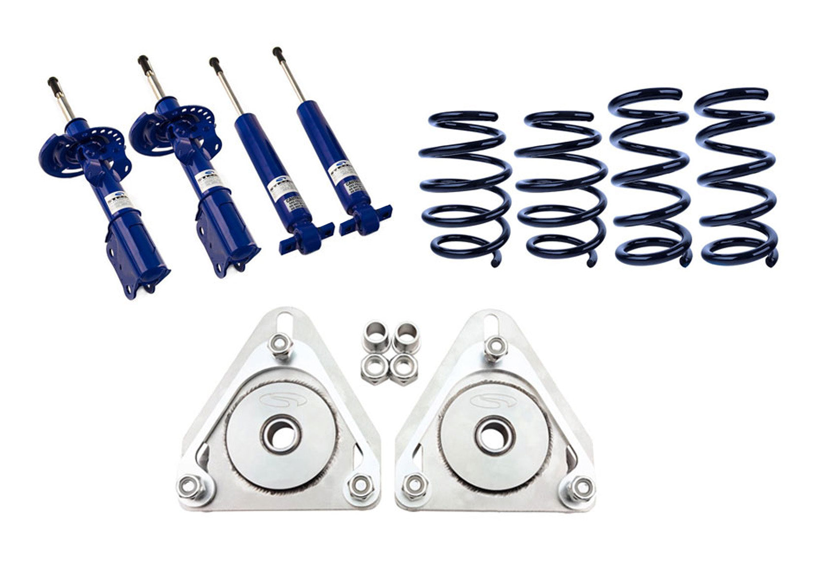 2015-2023 Mustang Steeda Linear Lowering Springs, Camber Plate, Non-Adjustable Shocks, Strut Combo Kit
